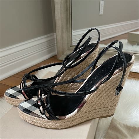 burberry nova check espadrille wedges